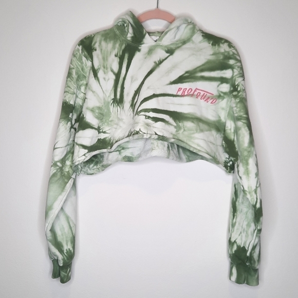 Revolve Profound Tie Dye Swirl Custom Ultra Crop Hoodie XS - Picture 2 of 5